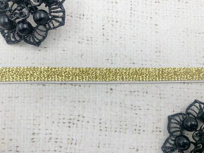 Резинка тканая, ш. 1 см, белый с золотом