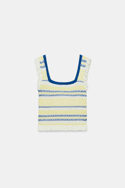 ZARA ТОП В ПОЛОСКУ С ЖАТКОЙ, РАЗНОЦВЕТНЫЙ