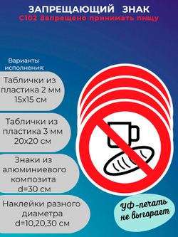 Знак - Запрещено принимать пищу