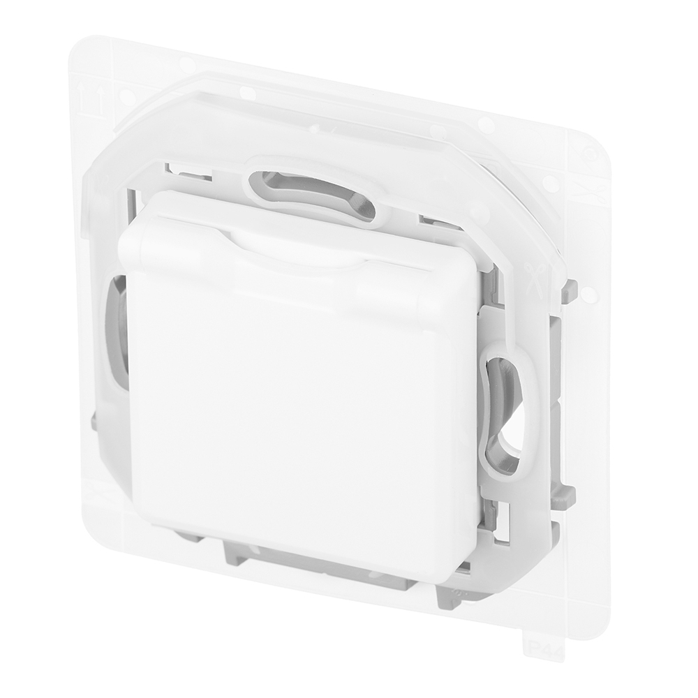 Розетка встраиваемая LEGRAND Inspiria 673740 с заземлением с з/ш с крышкой цвет белый