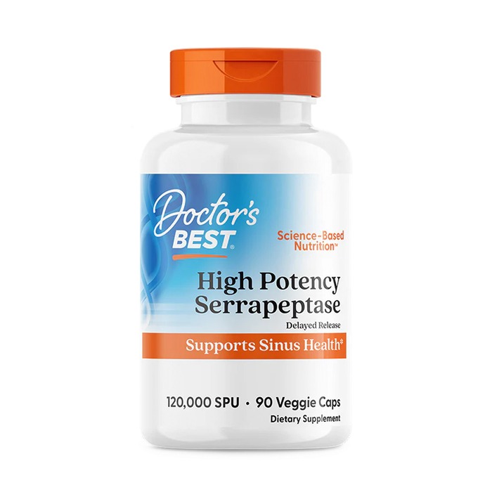 Серрапептаза, Doctor&#39;s Best High Potency Serrapeptase 120,000 SPU, 90 вегетарианских капсул
