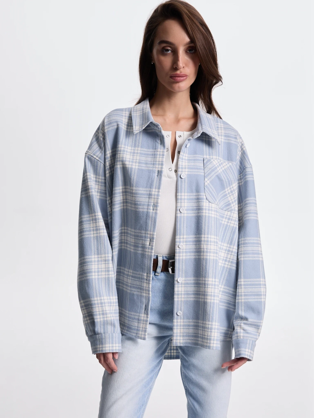 Рубашка в клетку, Голубая