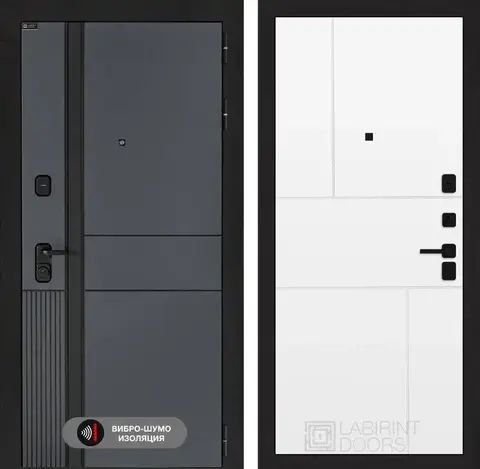 Входная металлическая дверь Лабиринт Evolab (Эволаб) Velluto Oscuro 21 Белый софт (светло-серый матовый, без текстуры)