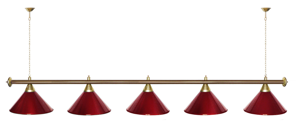 Лампа STARTBILLIARDS 5 пл. (плафоны зеленые,штанга золотая,фурнитура золото)