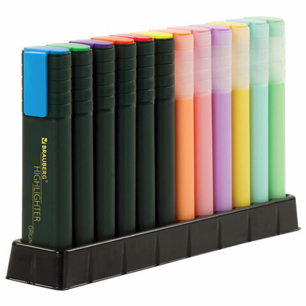 Набор текстовыделителей 12 ЦВЕТОВ, BRAUBERG "ORIGINAL", линия письма 1-5 мм, 151699