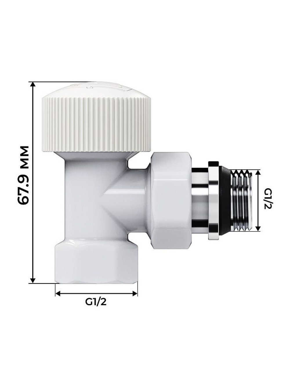Набор термостатический для радиатора угловой Design 1/2" М30х1,5 Белый Royal Thermo