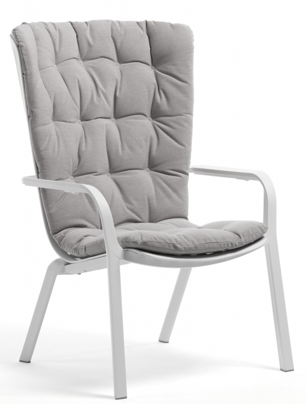 Лаунж-кресло пластиковое с подушкой Nardi Folio, белый, серый