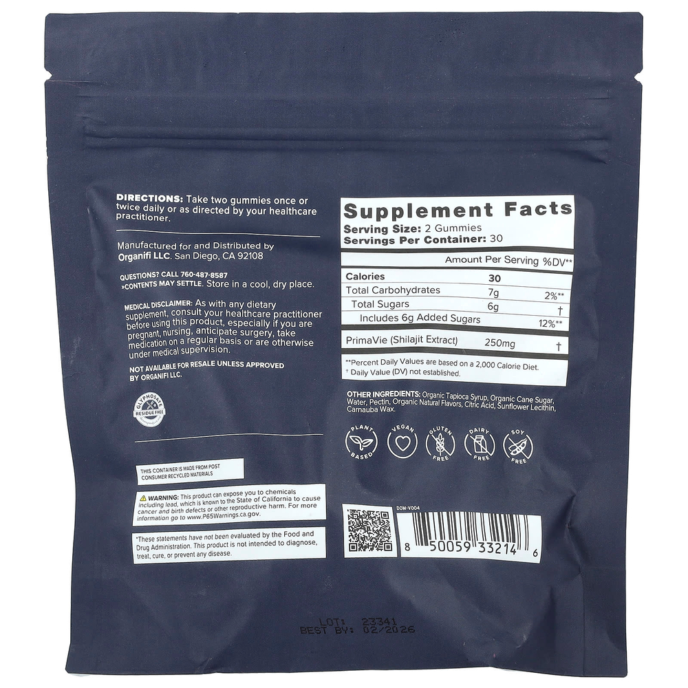 Organifi, Жевательные мармеладки с мумие, ваниль и корица, 60 жевательных таблеток