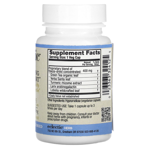 Eclectic Herb, добавка для здоровья легких, 400 мг, 45 веганских капсул