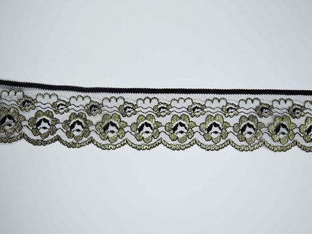 Кружево черное золото/серебро (широкое)
