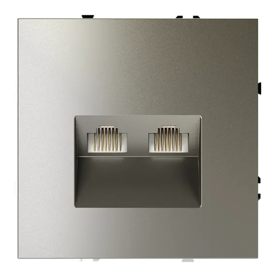 Розетка компьютерная встраиваемая VOLTUM S70 двойная RJ45+RJ45 кат.6, (шелк) vls060204