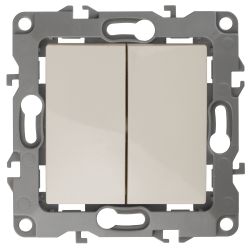 12-1104-02 ЭРА Выключатель двойной, 10АХ-250В, IP20, Эра12, слоновая кость | Эра 12 Слоновая кость