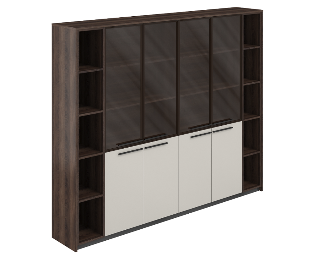 Шкаф высокий комбинированный со стеклом и 2-мя стеллажами RF.510.DA.CHBZ.PG.DA REEF (РИФФ)