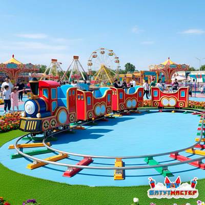 Аттракцион рельсовый для малышей «Радуга Счастья», 3 вагона, 12 мест