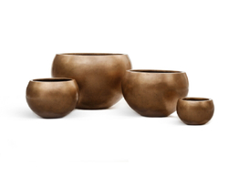 Кашпо TREEZ Effectory - Metal - Полусфера - Тёмное матовое золото