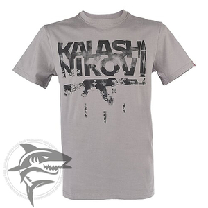 Футболка серая, принт Kalashnikov автомат