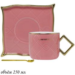 Lenardi 106-117 Чашка 210 мл с блюдцем и ложкой в под.уп.(х36)Фарфор