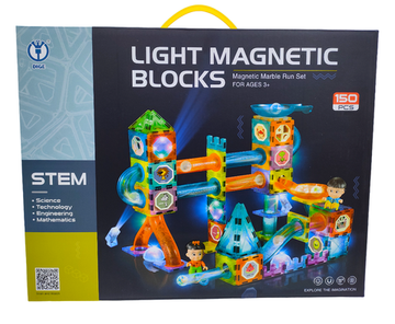Светящийся магнитный конструктор Light Magnetic Blocks  "Аттракцион" с шариками , 150 дет.