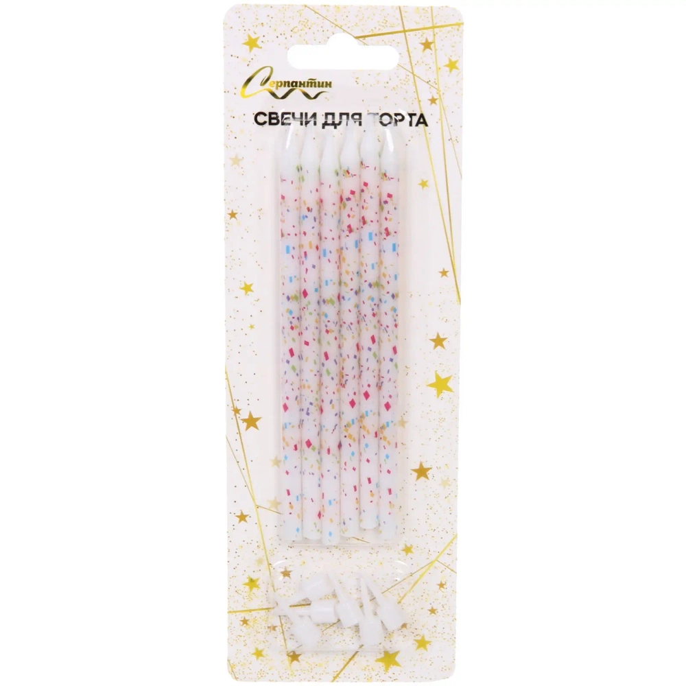 Свечи в торт «Брызги» 6шт 13 см