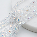 Бусина стекло, цвет прозрачный АВ, размер 4,8*4 мм, цена за отрезок 19 см (1/2 нити)