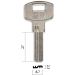 Заготовка вертикального ключа 10329 3M 2 паза (27*8,6*2,3) зм Китай