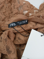 Блузка-секси ZARA кружевная, цвет благородный,насыщенный бежевый.Размер L- 46/48