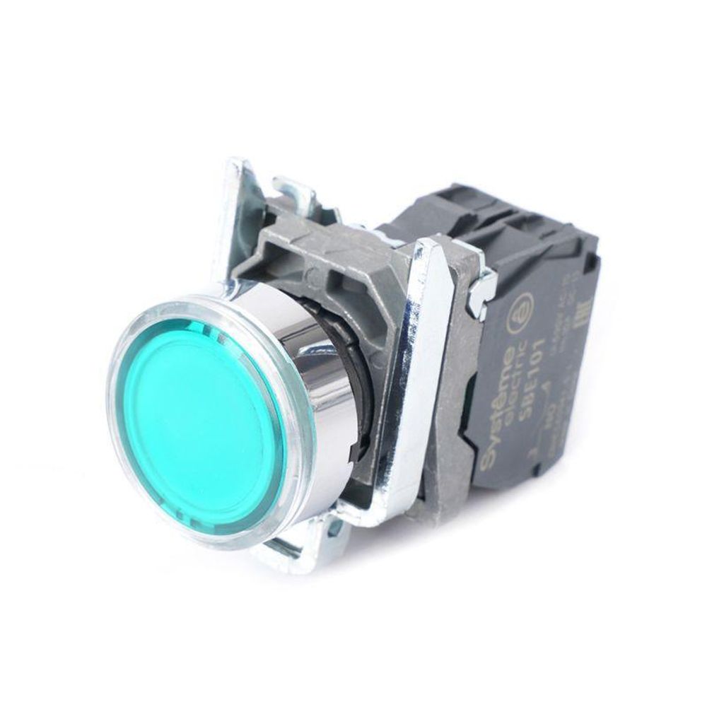 Кнопка модульная SB4 с подсветкой в сборе 22мм металл 230-240ВAC 1НО зел. SE SB4BW33M1 Кнопка модульная SB4 с подсветкой в сборе 22мм металл 230-240ВAC 1НО зел. SE SB4BW33M1