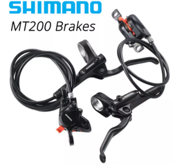 Комплект гидравлич.тормозов, Shimano MT200, перед, зад,полимер. колодк., цв. черн.