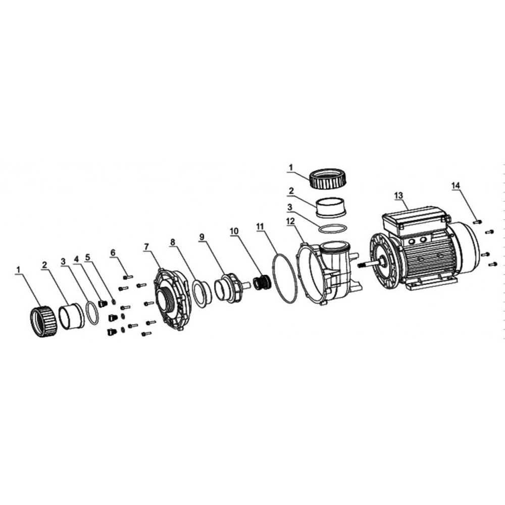 Насос LP150 без префильтра 25м³/час(8м), 1ф/220В, 1,1кВт/5,8А, PoolKing