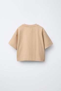 ZARA ОДНОТОННАЯ ФУТБОЛКА HEAVY WEIGHT, МЯГКИЙ КАШТАНОВЫЙ