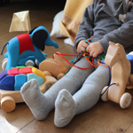 Деревянная каталка "Большая лодка и 4 морячка"