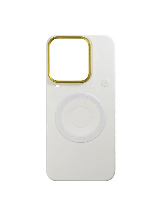 Защитный чехол для IQOO 15 Ultra с MagSafe (Белый с золотой окантовкой блока камеры)