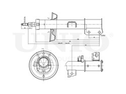 Амортизатор газовый передней подвески левый UNIO SAB-10044