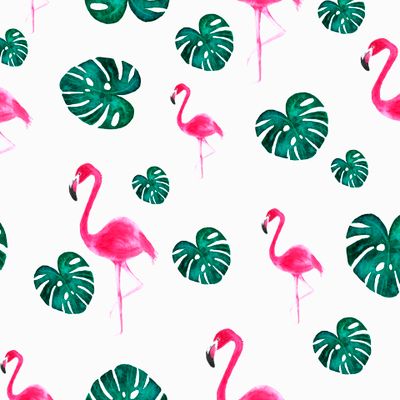 Акварельный паттерн фламинго