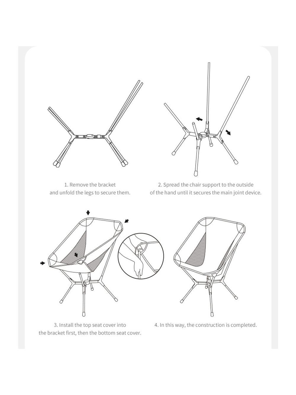 Кресло туристическое Naturehike Yamami YL01 складное, 55х54х73,5 см, до 180 кг, серое