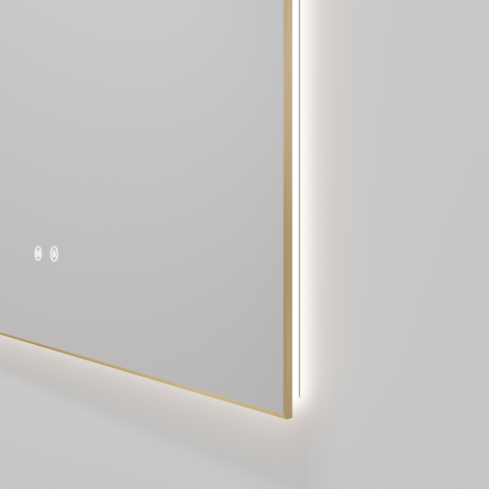 Зеркало LED VLM-4F100BG-2 1000х800 c сенсорным выключателем, антизапотевание, брашированное золото