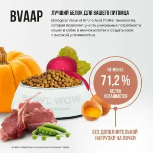 Уценка! Повр.упак./ Сухой корм BOWL WOW для взрослых собак мелких пород с ягненком, индейкой, рисом и добавлением тыквы