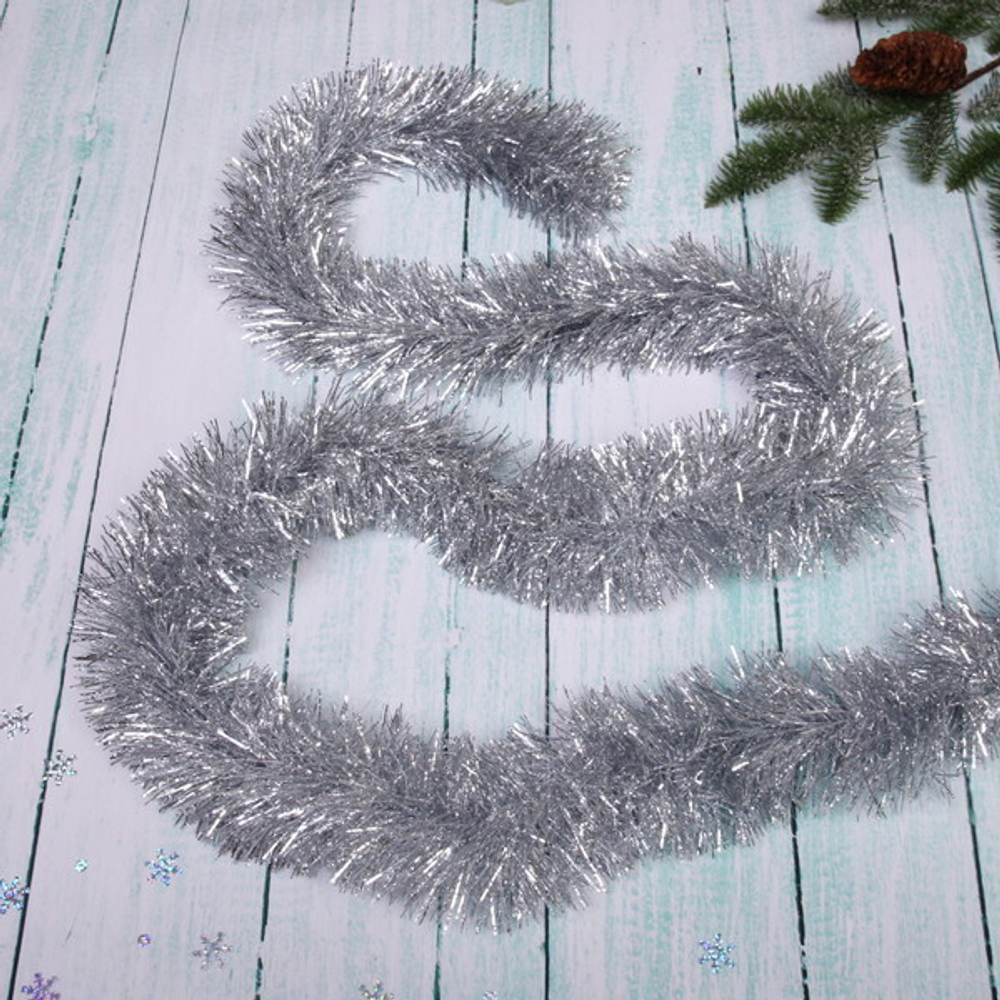 Мишура 2 м 9 см «Искристое сияние», Серебро