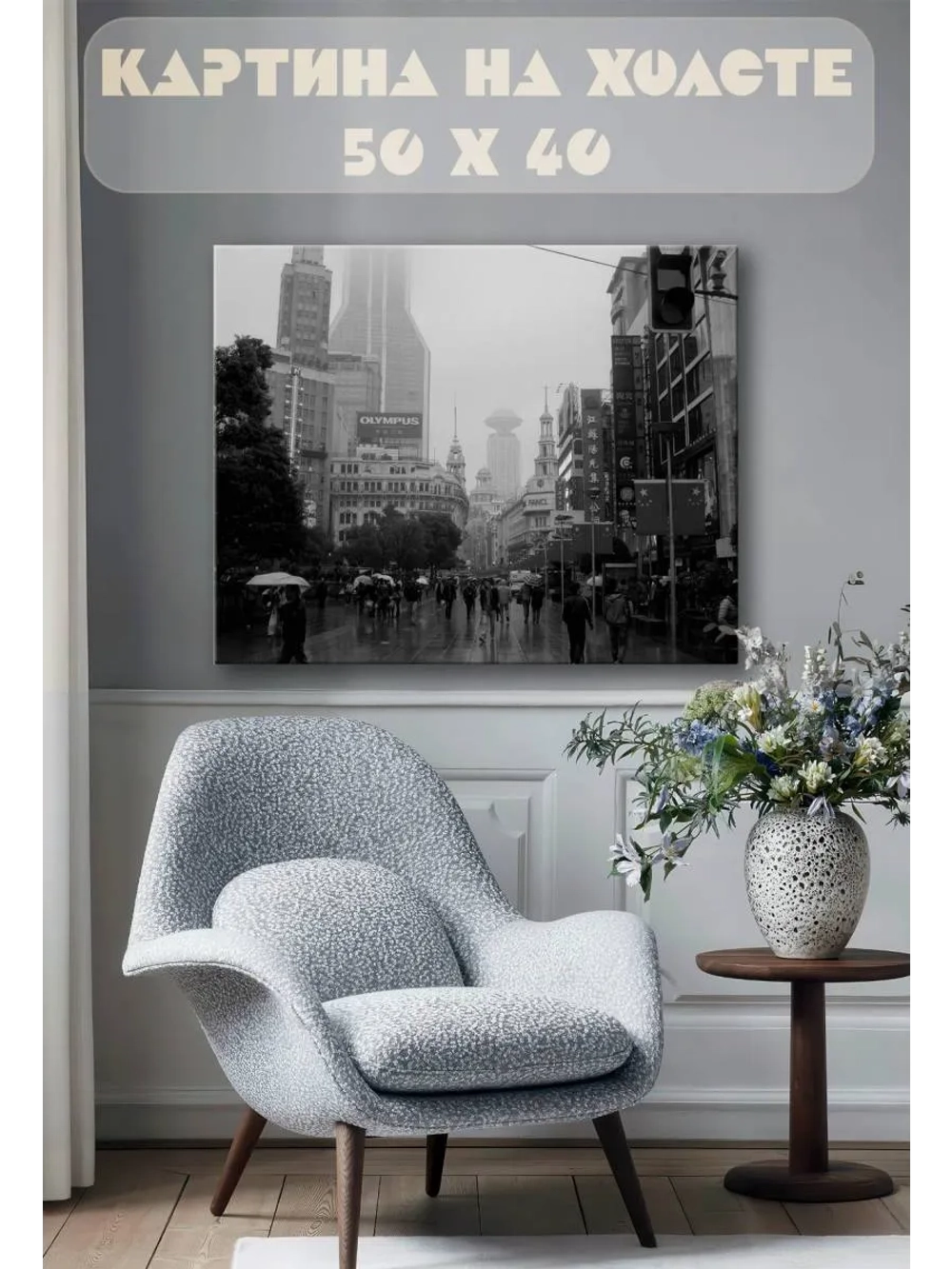 Картина на стену 40 X 50 Улица Шанхай