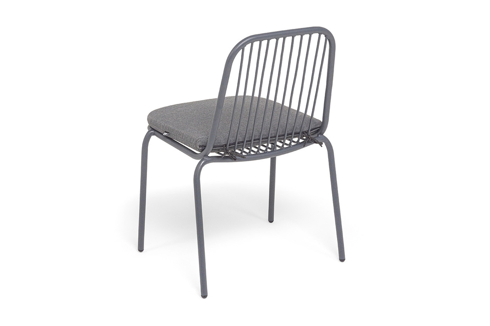 "Кастелло" стул плетеный из роупа, каркас из стали темно-серый (RAL7024) муар, ткань темно-серая 027