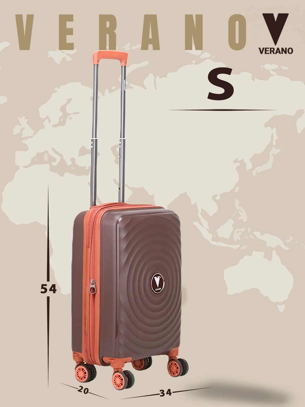 Чемодан мини "Verano" из полипропилена, съёмные колёса