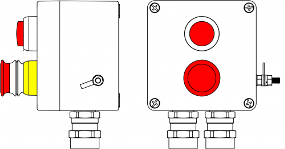 Взрывозащищенный пост управления из алюминия CPE-Р-03-(1xLR(250)-1xP3E(11))-2xAASBMB(C)1Ex d e IIC T6 Gb / Ex tb IIIC T80°C Db IP66/КЗ/ШЗ