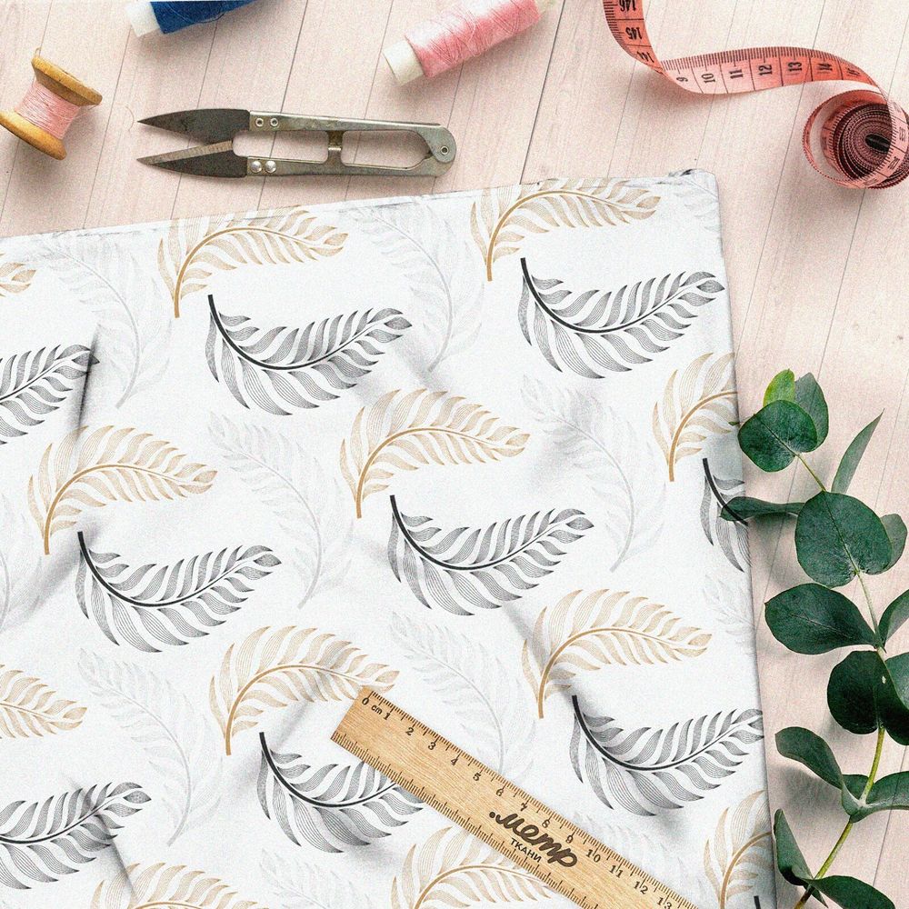 Ткань бифлекс аккуратные контурные листья