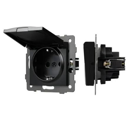 Механизм розетки влагозащищённый SCT-MCP-PL-BK-V (250V, 16A) (Arlight, -) 049835