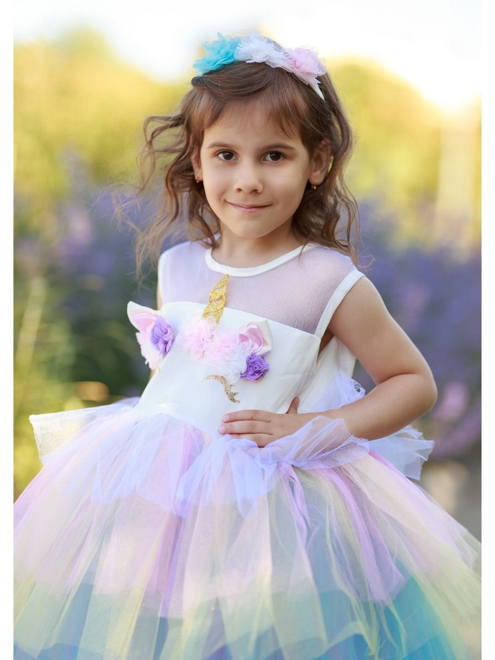 платье радужного единорога пышное