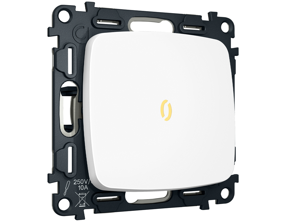 MO122050 Комплект механизма 1-кл выключателя с самовозвратом с подсветкой 3200K OMEGA Белый матовый QUANT (OP1220, VM113, G11Y)