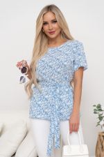 Блузка Элиза (белый/голубой) Б11-253/4 Nikol