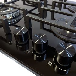 Варочная панель газовая HCG-464, стекло 4 конф, черная, эл.поджиг, газконтроль
