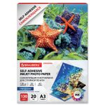 Фотобумага САМОКЛЕЯЩАЯСЯ глянцевая, А3, 130 г/м2, 20 листов, BRAUBERG ORIGINAL, 364008