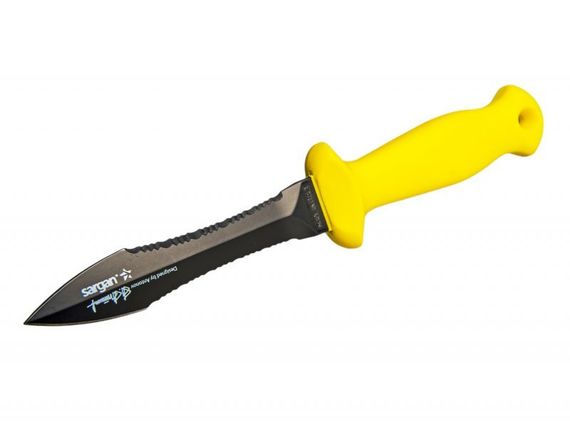 Нож Sargan Тургояк-стропорез Тефлоновое покрытие Желтая ручка